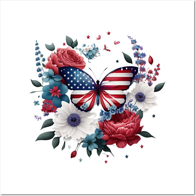 4th of July Floral Butterfly graphic Wall Art by studio.artslap